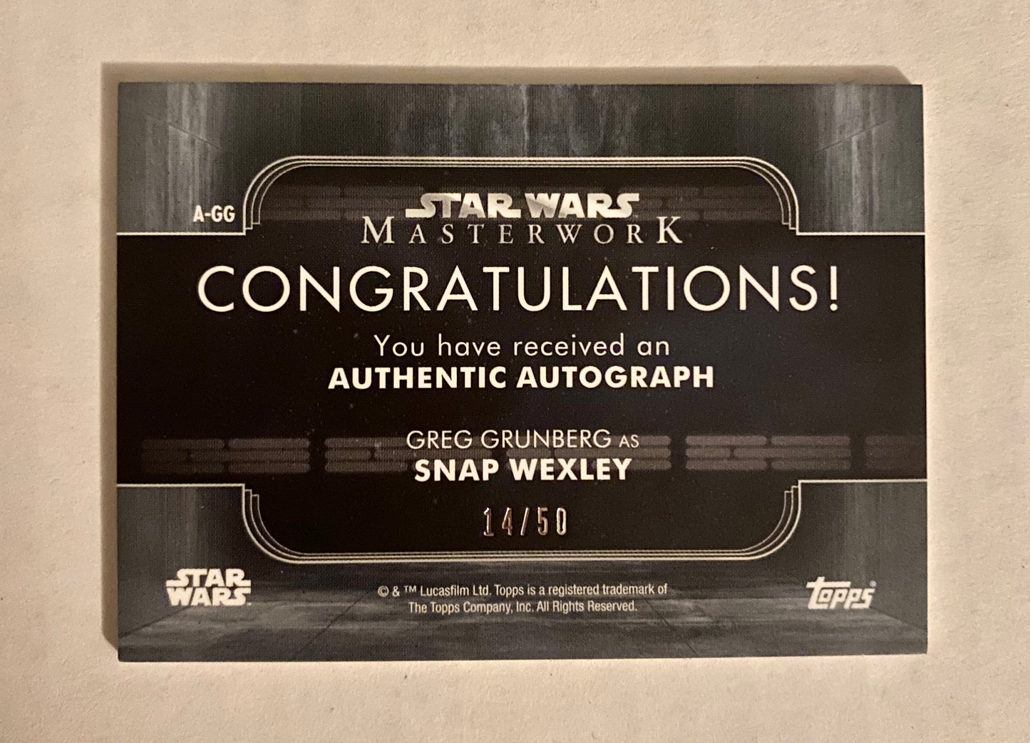 2020 Topps Star Wars Masterworks Snap Wexley Auto /50